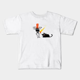 Mister Flaming Heart and Mister Cat Kids T-Shirt